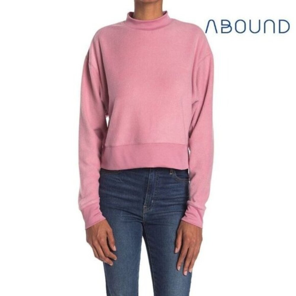 ABOUND Women's‎ Mock Neck Fleece Pullover Cropped Sweater NWT